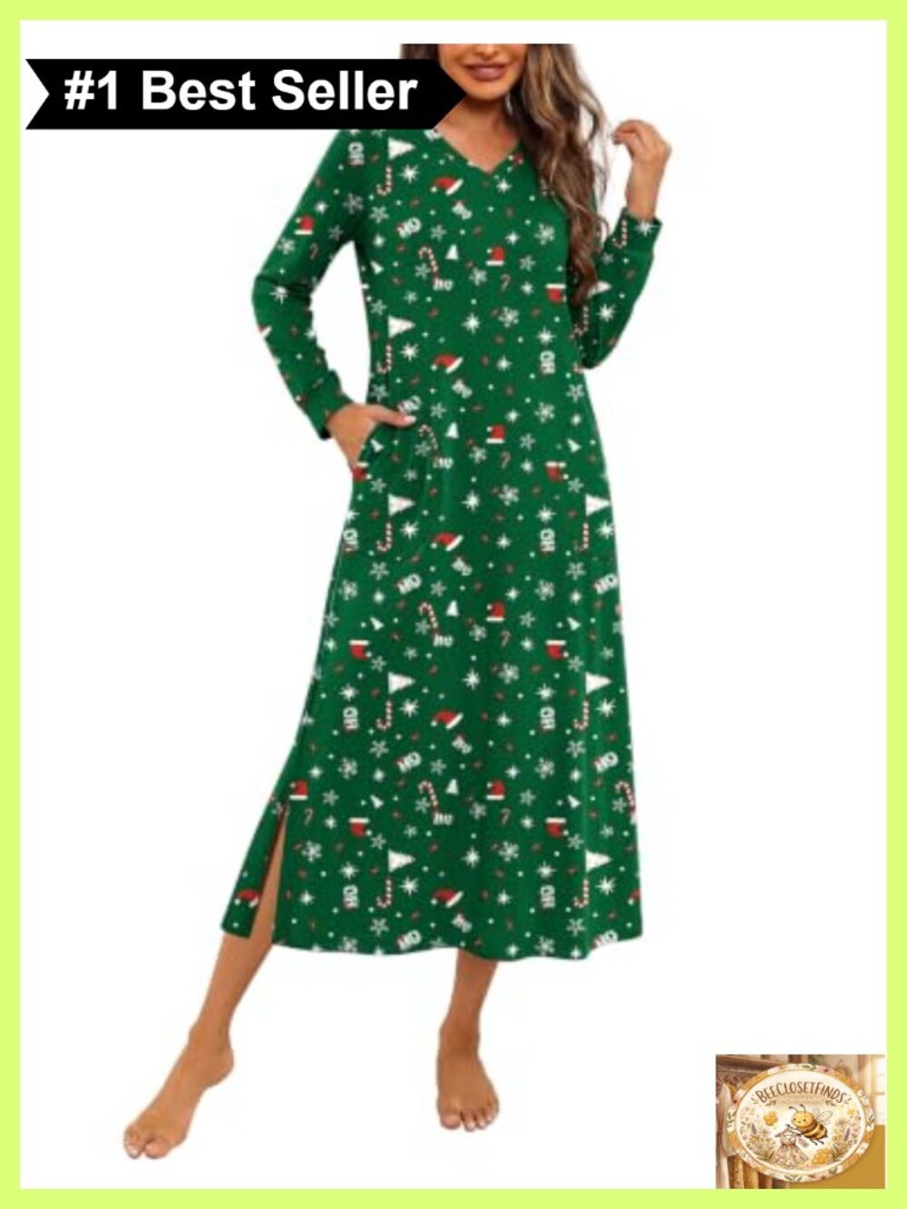 Ekouaer Long Cotton Nightgown Soft Comfy Sleepshirt with Pockets